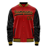 Custom Red Black Solid Color Varsity Letterman Jacket JA02240617XY389