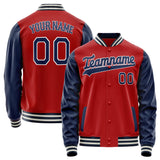 Custom Red Navy Solid Color Varsity Letterman Jacket JA02240617XY390