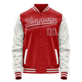 Custom Red White Solid Color Varsity Letterman Jacket JA02240617XY392