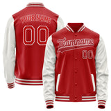 Custom Red White Solid Color Varsity Letterman Jacket