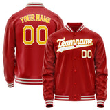 Custom Red Gold Solid Color Varsity Letterman Jacket JA02240617XY394