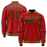 Custom Red Black Solid Color Varsity Letterman Jacket