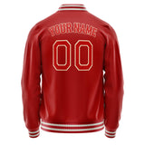 Custom Red Cream Solid Color Varsity Letterman Jacket JA02240617XY396