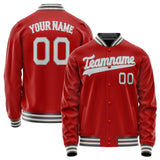 Custom Red Gray Solid Color Varsity Letterman Jacket JA02240617XY397