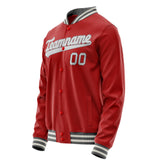 Custom Red Gray Solid Color Varsity Letterman Jacket JA02240617XY397