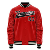 Custom Red Black Solid Color Varsity Letterman Jacket JA02240617XY398