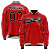 Custom Red Black Solid Color Varsity Letterman Jacket