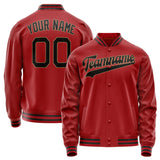 Custom Red Black Solid Color Varsity Letterman Jacket JA02240617XY401