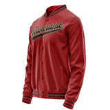 Custom Red Black Solid Color Varsity Letterman Jacket JA02240617XY401