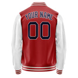 Custom Red White Solid Color Varsity Letterman Jacket JA02240617XY402