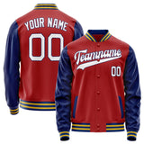 Custom Red Royal Solid Color Varsity Letterman Jacket