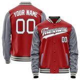 Custom Red Gray Solid Color Varsity Letterman Jacket JA02240617XY404