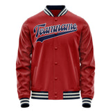 Custom Red Navy Solid Color Varsity Letterman Jacket JA02240617XY405