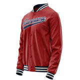 Custom Red Navy Solid Color Varsity Letterman Jacket JA02240617XY405