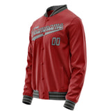 Custom Red Gray Solid Color Varsity Letterman Jacket JA02240617XY407