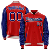 Custom Red Royal Solid Color Varsity Letterman Jacket