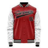 Custom Red White Solid Color Varsity Letterman Jacket JA02240617XY410