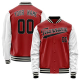 Custom Red White Solid Color Varsity Letterman Jacket