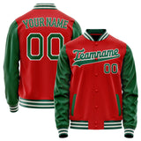 Custom Red Kelly-Green Solid Color Varsity Letterman Jacket JA02240617XY411