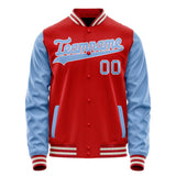 Custom Red Light-Blue Solid Color Varsity Letterman Jacket JA02240617XY413