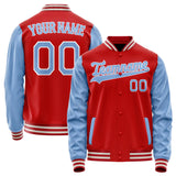 Custom Red Light-Blue Solid Color Varsity Letterman Jacket JA02240617XY413