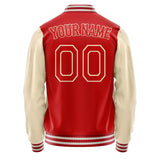 Custom Red Cream Solid Color Varsity Letterman Jacket JA02240617XY414