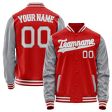 Custom Red Gray Solid Color Varsity Letterman Jacket JA02240617XY415