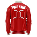 Custom Red White Solid Color Varsity Letterman Jacket JA02240617XY416