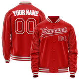 Custom Red White Solid Color Varsity Letterman Jacket