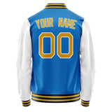 Custom Electric-Blue White Solid Color Varsity Letterman Jacket JA02240617YH118