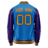 Custom Electric-Blue Purple Solid Color Varsity Letterman Jacket JA02240617YH120