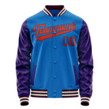 Custom Electric-Blue Purple Solid Color Varsity Letterman Jacket JA02240617YH121