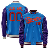 Custom Electric-Blue Purple Solid Color Varsity Letterman Jacket