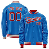 Custom Electric-Blue Crimson Solid Color Varsity Letterman Jacket