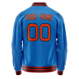 Custom Electric-Blue Orange Solid Color Varsity Letterman Jacket JA02240617YH125