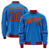 Custom Electric-Blue Orange Solid Color Varsity Letterman Jacket JA02240617YH125