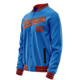 Custom Electric-Blue Orange Solid Color Varsity Letterman Jacket JA02240617YH125