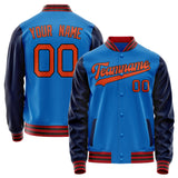 Custom Electric-Blue Navy Solid Color Varsity Letterman Jacket