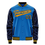 Custom Electric-Blue Navy Solid Color Varsity Letterman Jacket JA02240617YH127