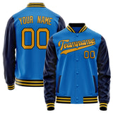 Custom Electric-Blue Navy Solid Color Varsity Letterman Jacket JA02240617YH127