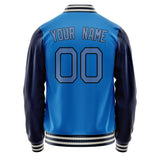 Custom Electric-Blue Navy Solid Color Varsity Letterman Jacket JA02240617YH128