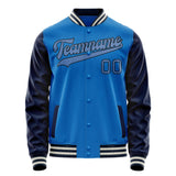 Custom Electric-Blue Navy Solid Color Varsity Letterman Jacket JA02240617YH128