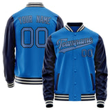 Custom Electric-Blue Navy Solid Color Varsity Letterman Jacket