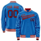 Custom Electric-Blue Crimson Solid Color Varsity Letterman Jacket