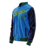 Custom Electric-Blue Neon-Green Solid Color Varsity Letterman Jacket JA02240617YH130