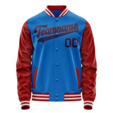 Custom Electric-Blue Texas-Orange Solid Color Varsity Letterman Jacket JA02240617YH131