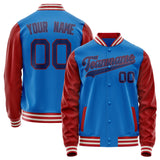 Custom Electric-Blue Texas-Orange Solid Color Varsity Letterman Jacket JA02240617YH131