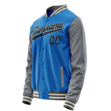 Custom Electric-Blue Gray Solid Color Varsity Letterman Jacket JA02240617YH133