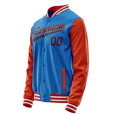 Custom Electric-Blue Orange Solid Color Varsity Letterman Jacket JA02240617YH136