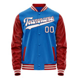 Custom Electric-Blue Crimson Solid Color Varsity Letterman Jacket JA02240617YH137